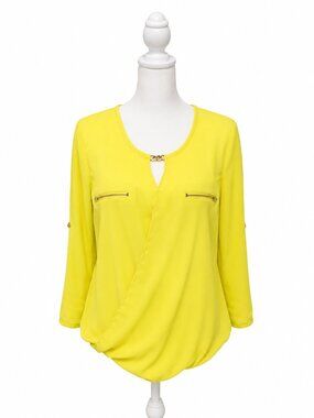 Bright Neon Yellow Sheer Love Letter Wrap Top – Women’s Small